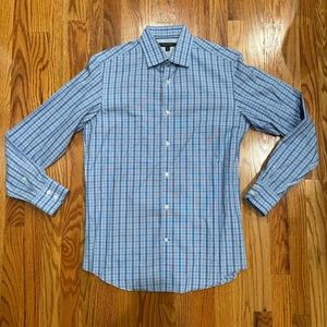 Banana Republic Non-Iron Slim Fit blue checkered button down shirt